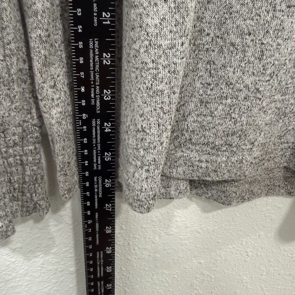 June & Delancey Grey Marl Knit Top Puffed Shoulder Smocked Cuff Womens Medium‎